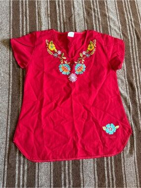 Mexican Women’s Red Embroidered Top